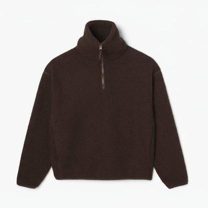 High Zipped Neck Polar Fleece Sweatshirt