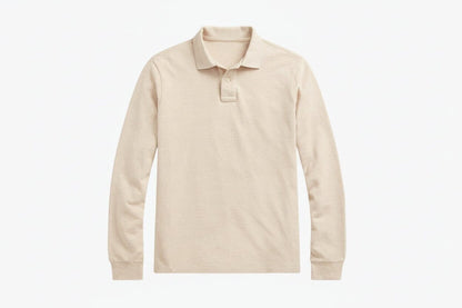 Mesh Long-Sleeve Polo Shirt
