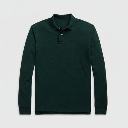 Mesh Long-Sleeve Polo Shirt