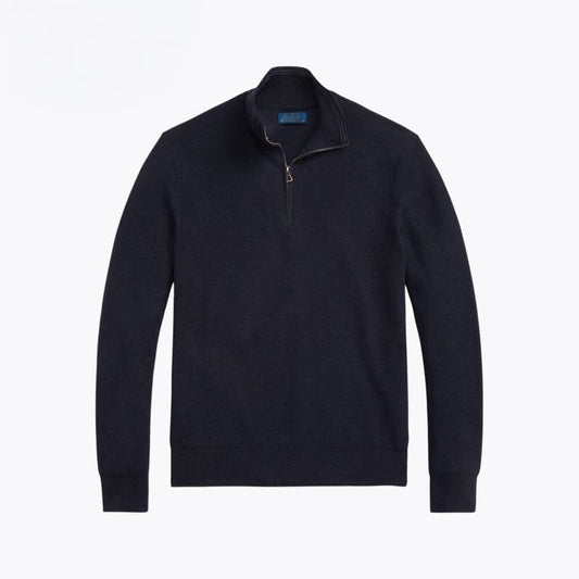 Mesh-Knit Cotton Quarter-Zip Sweater